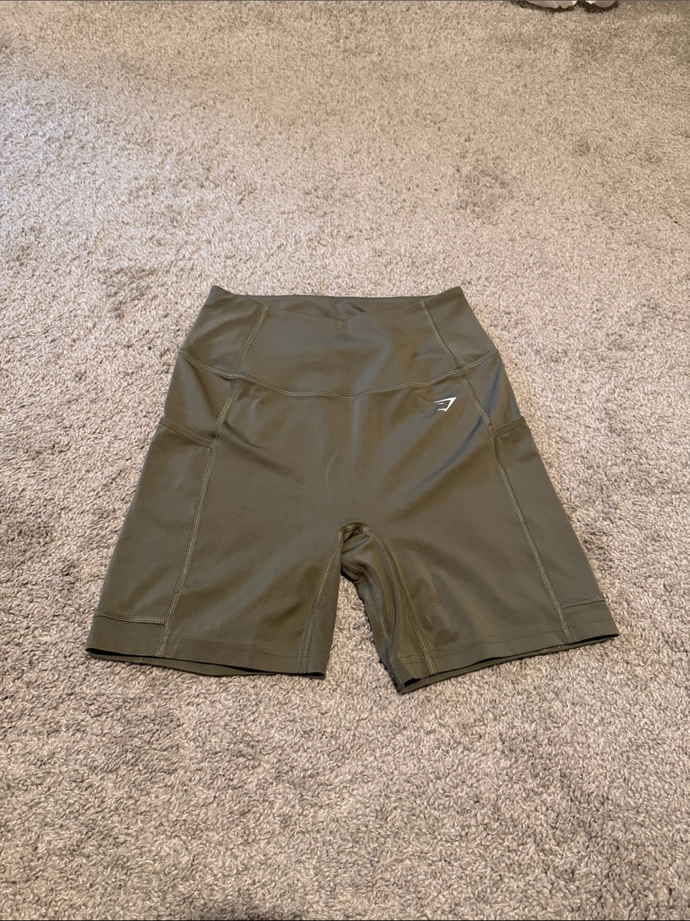 Gymshark Olive Green High-Waist Bike Shorts